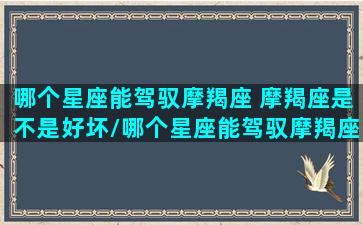 哪个星座能驾驭摩羯座 摩羯座是不是好坏/哪个星座能驾驭摩羯座 摩羯座是不是好坏-我的网站